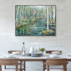 Canvas Art-Kirkland's Home Streaming Framed Canvas Art Print Blue/Green/Gray