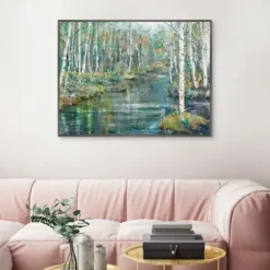 Canvas Art-Kirkland's Home Streaming Framed Canvas Art Print Blue/Green/Gray