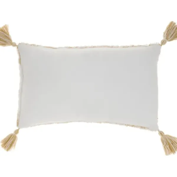 Pillows-Kirkland's Home Stripe Diamond Tassels Cotton Lumbar Pillow Yellow