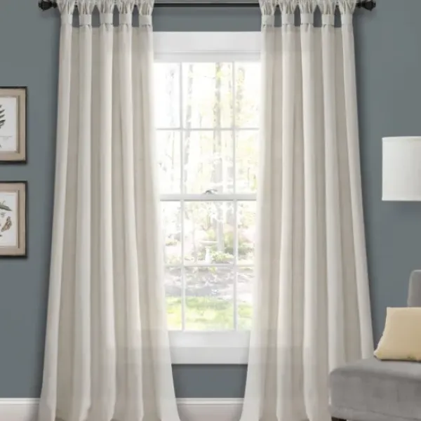 Curtains & Drapes-Kirkland's Home Stripe Farmhouse Curtain Panel Set, 63 In. Black