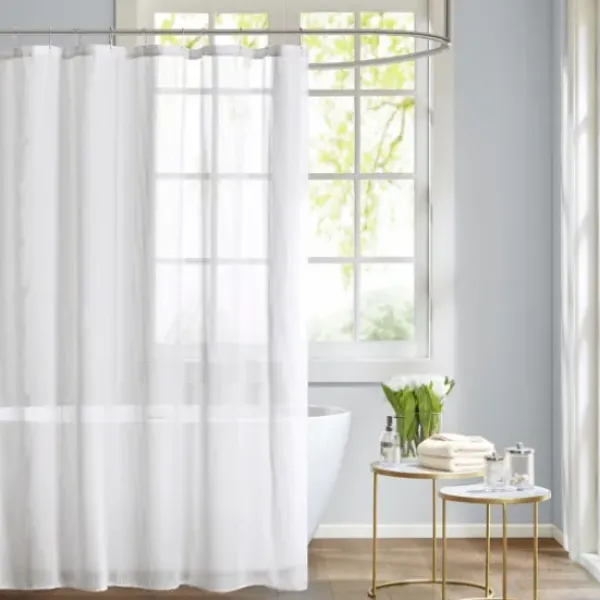 Shower Curtains-Kirkland's Home Stripe Ombre Shower Curtain Gray