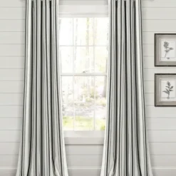 Curtains & Drapes-Kirkland's Home Stripe Ricci Blackout Curtain Shade, 27 In. Gray