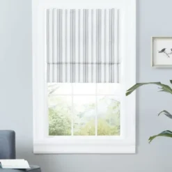 Curtains & Drapes-Kirkland's Home Stripe Ricci Out Curtain Shade, 34 In. Black