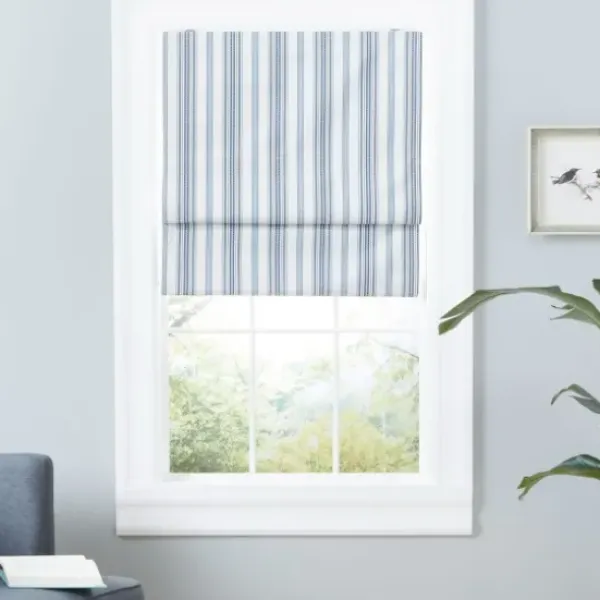 Curtains & Drapes-Kirkland's Home Stripe Ricci Out Curtain Shade, 27 In. Black