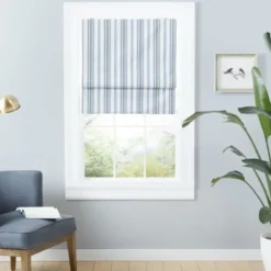 Curtains & Drapes-Kirkland's Home Stripe Ricci Out Curtain Shade, 27 In. Black