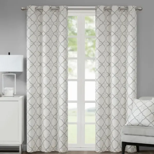 Curtains & Drapes-Kirkland's Home Stripe Sheer Curtain Panel Set, 96 In. Ivory