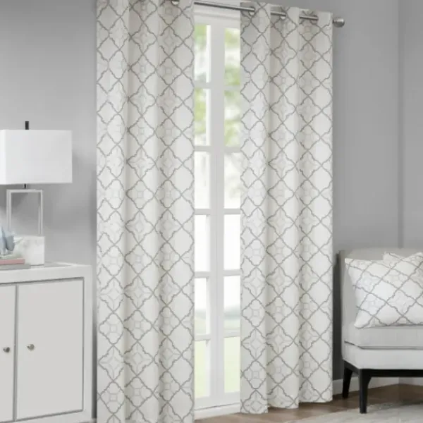 Curtains & Drapes-Kirkland's Home Stripe Sheer Curtain Panel Set, 96 In. Ivory