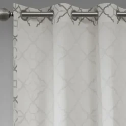 Curtains & Drapes-Kirkland's Home Stripe Sheer Curtain Panel Set, 96 In. Ivory
