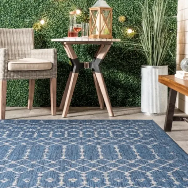Outdoor Rugs-Kirkland's Home Stripe Weave Sun Shower Outdoor Area Rug, 5X8 Black/Ivory