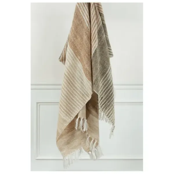 Blankets & Throws-Kirkland's Home Stripe Woven Throw Brown