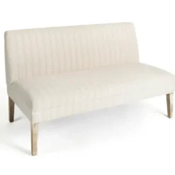 Benches & Ottomans-Kirkland's Home Striped Banquette Bench Ivory