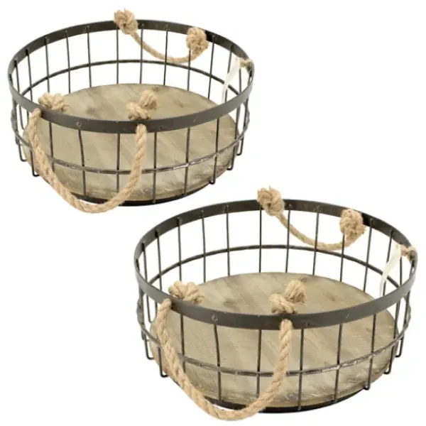 Baskets & Boxes-Kirkland's Home Striped Natural Seagrass Basket Tan/Black