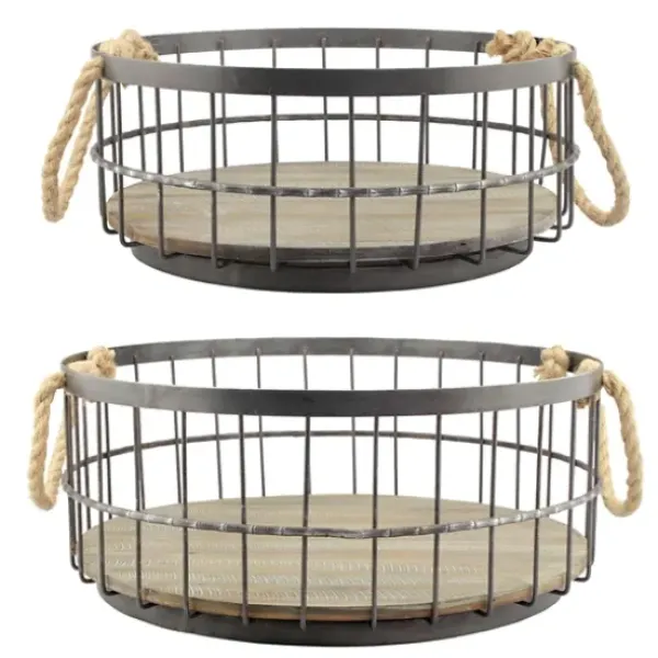 Baskets & Boxes-Kirkland's Home Striped Natural Seagrass Basket Tan/Black