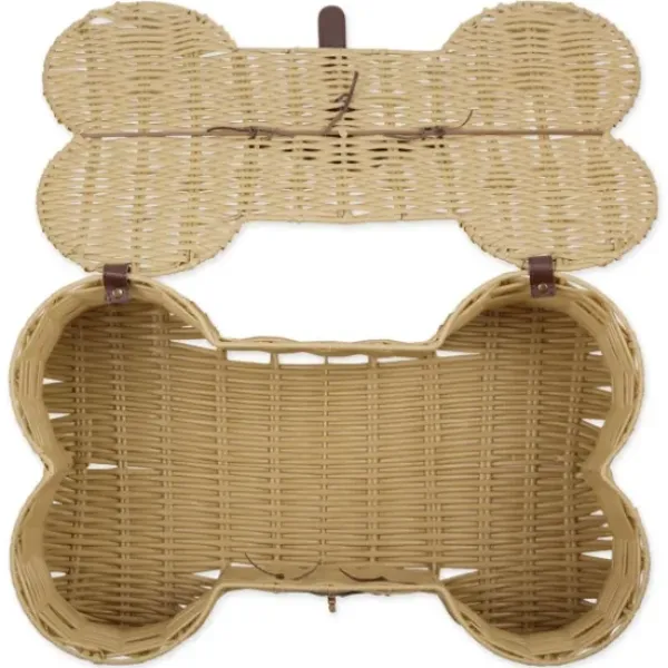 Baskets & Boxes-Kirkland's Home Striped Woven Bone Shaped Basket, 24 In. Tan/Brown