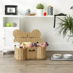 Baskets & Boxes-Kirkland's Home Striped Woven Bone Shaped Basket, 24 In. Tan/Brown