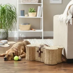 Baskets & Boxes-Kirkland's Home Striped Woven Bone Shaped Basket, 24 In. Tan/Brown
