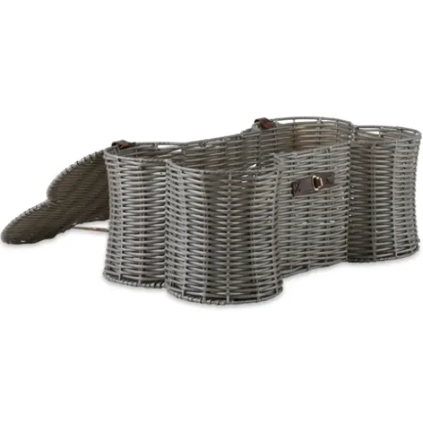 Baskets & Boxes-Kirkland's Home Striped Woven Bone Shaped Basket, 21 In. Tan/Brown