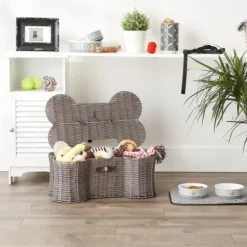 Baskets & Boxes-Kirkland's Home Striped Woven Bone Shaped Basket, 21 In. Tan/Brown