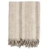 Blankets & Throws-Kirkland's Home Stripes And Fringe Cream Throw Blanket Ivory