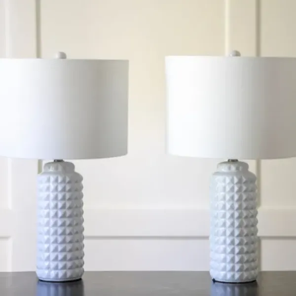 Table Lamps-Kirkland's Home Studded Ceramic Table Lamps, Set Of 2 White