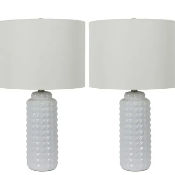 Table Lamps-Kirkland's Home Studded Ceramic Table Lamps, Set Of 2 White