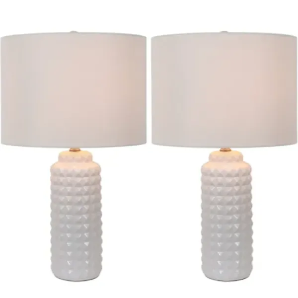 Table Lamps-Kirkland's Home Studded Ceramic Table Lamps, Set Of 2 White