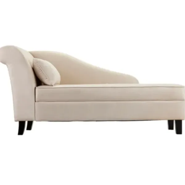 Sofas & Loveseats-Kirkland's Home Suede Upholstered Chaise Lounge With Storage Ivory