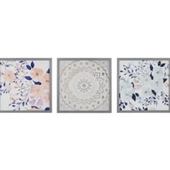 Framed Art-Kirkland's Home Summer Bliss Framed Art Prints, Set Of 3 Pink/Blue/Silver