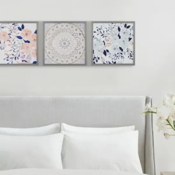 Framed Art-Kirkland's Home Summer Bliss Framed Art Prints, Set Of 3 Pink/Blue/Silver
