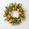 Wreaths-Kirkland's Home Summer Blooming Ranunculus Thistle Wreath Green/Yellow/Orange
