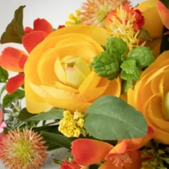 Wreaths-Kirkland's Home Summer Blooming Ranunculus Thistle Wreath Green/Yellow/Orange