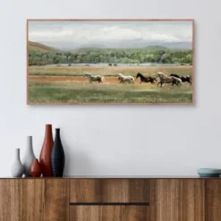Canvas Art-Kirkland's Home Summer Herd Framed Canvas Art Print Green/Gray