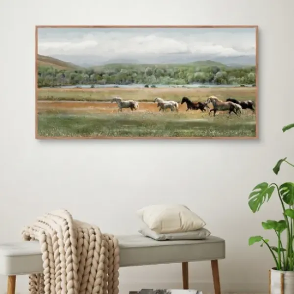 Canvas Art-Kirkland's Home Summer Herd Framed Canvas Art Print Green/Gray