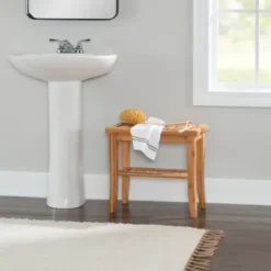 Bathroom Furniture-Kirkland's Home Sumter Bamboo Bathroom Stool
