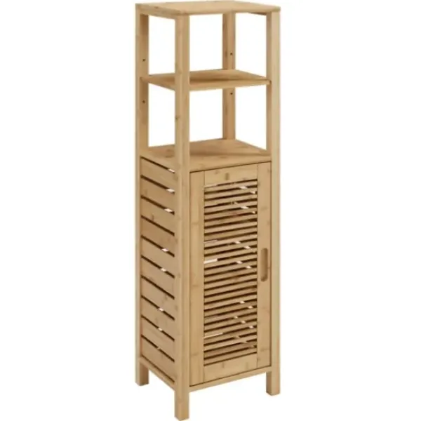Bathroom Furniture-Kirkland's Home Sumter Bamboo Shelves And Cabinet