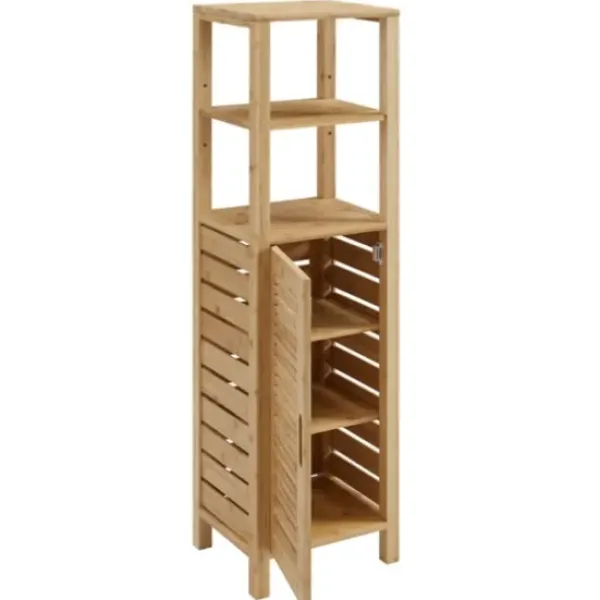 Bathroom Furniture-Kirkland's Home Sumter Bamboo Shelves And Cabinet