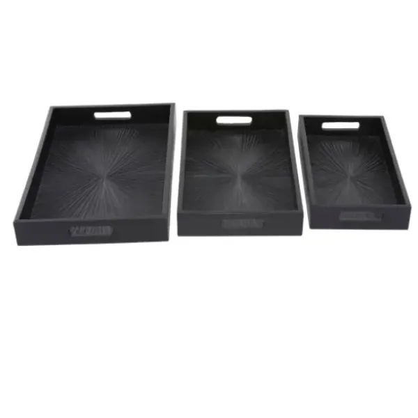 Decorative Trays-Kirkland's Home Sun Star 2-Pc. Mirrored Tray Set Gold