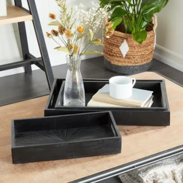 Decorative Trays-Kirkland's Home Sun Star 2-Pc. Mirrored Tray Set Gold