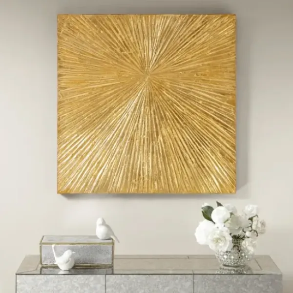 Wall Plaques-Kirkland's Home Sunburst Abstract Wall Plaque Gold