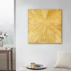 Wall Plaques-Kirkland's Home Sunburst Abstract Wall Plaque Gold