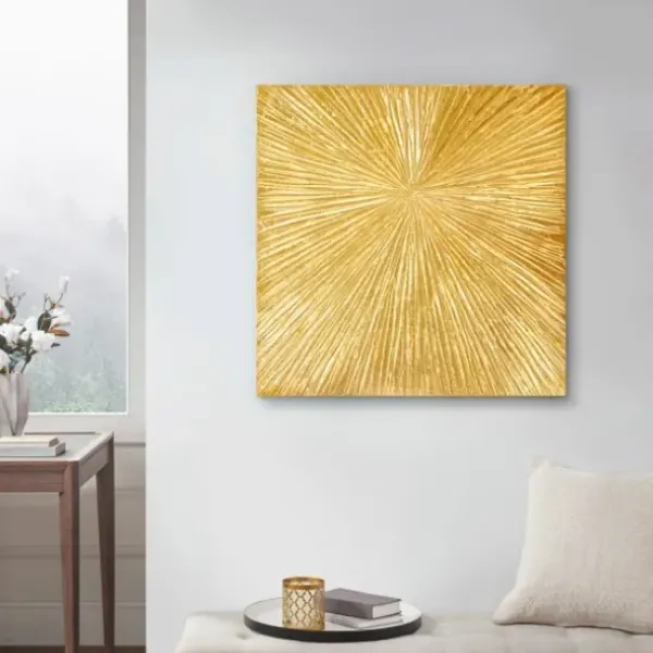 Wall Plaques-Kirkland's Home Sunburst Abstract Wall Plaque Gold