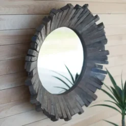 Framed Mirrors-Kirkland's Home Sunburst Destressed Recycled Wood Framed Mirror