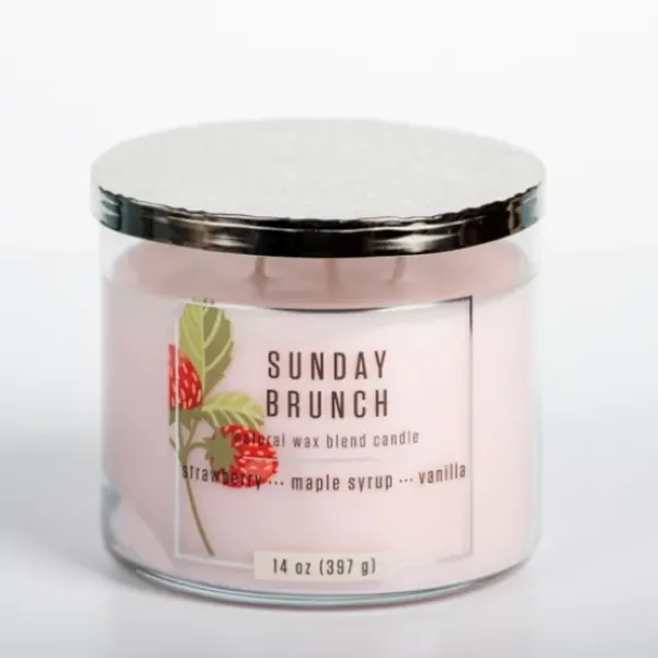 Candles-Kirkland's Home Sunday Brunch 14 Oz. Triple Wick Jar Candle Pink