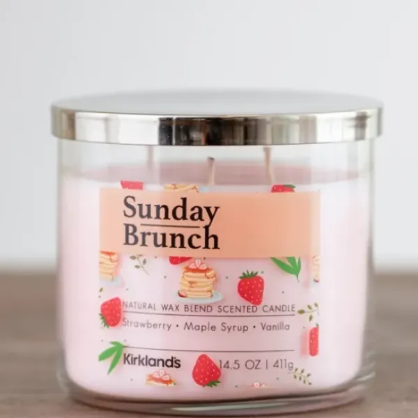 Candles-Kirkland's Home Sunday Brunch Three Wick Jar Candle Pink