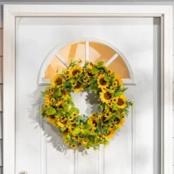 Wreaths-Kirkland's Home Sunflower Abundance Wreath Yellow/Brown/Green