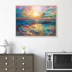 Canvas Art-Kirkland's Home Sunset In Mykonos Framed Canvas Art Print Blue/Multi