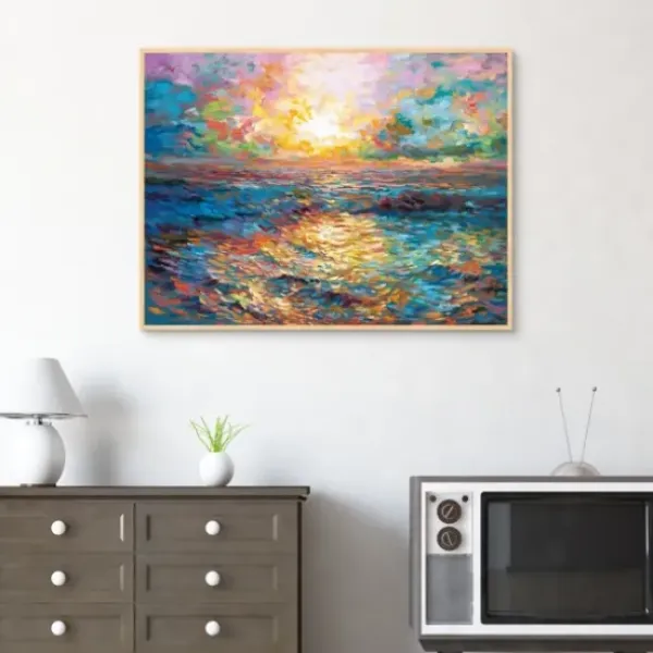 Canvas Art-Kirkland's Home Sunset In Mykonos Framed Canvas Art Print Blue/Multi