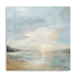 Canvas Art-Kirkland's Home Sunset Over The Ocean Canvas Art Print Blue/White/Tan