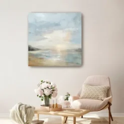 Canvas Art-Kirkland's Home Sunset Over The Ocean Canvas Art Print Blue/White/Tan