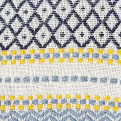 Blankets & Throws-Kirkland's Home Sunshine Diamond Pattern Outdoor Throw Blanket White/Blue/Yellow